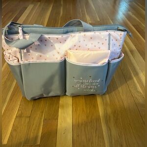 New Baby Essentials Pink & Gray Baby Bag with 3 extra pieces